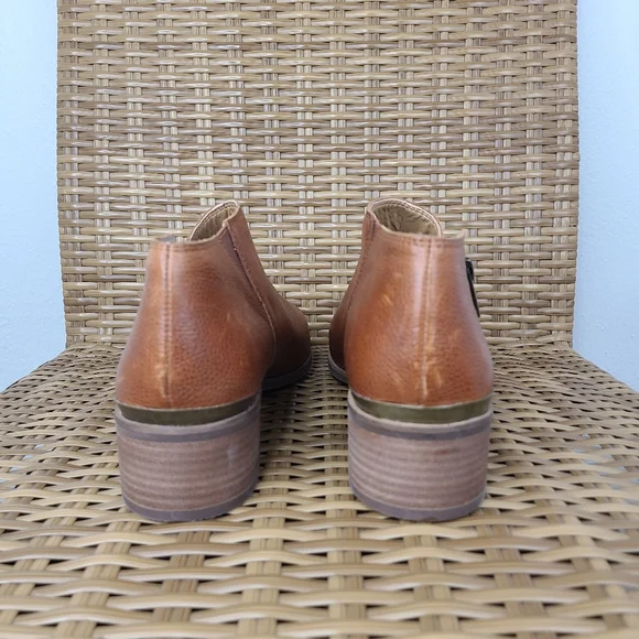 Lucky Brand Shoes Koben Booties Leather Stacked Heels Pointed Brown Size 11 - Picture 10 of 16